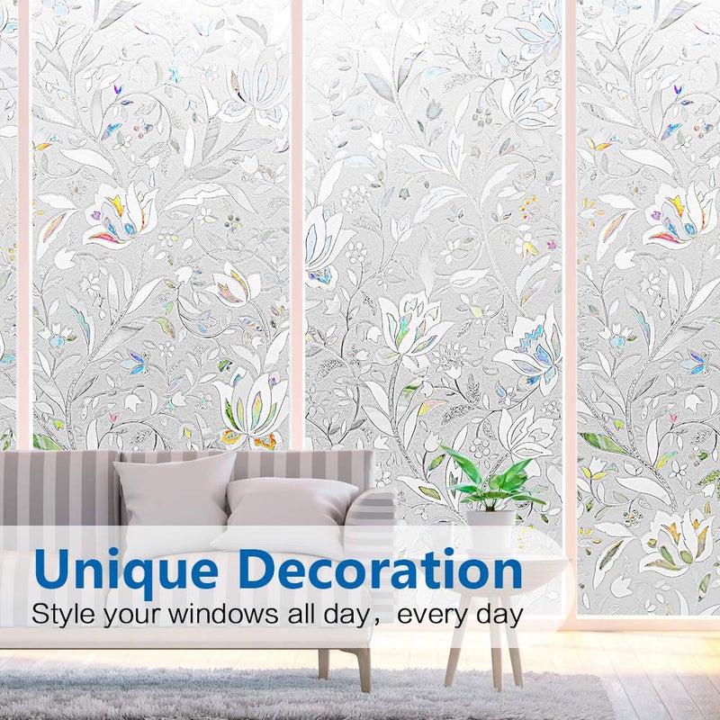 typumpkin Window Privacy Film, Frosted Removable Glass Covering for Bathroom, Opaque Static Cling Heat Control Door Sticker for Home Office Living Room, Non-Adhesive Matte White (35.4" x 78.7") - Image 3